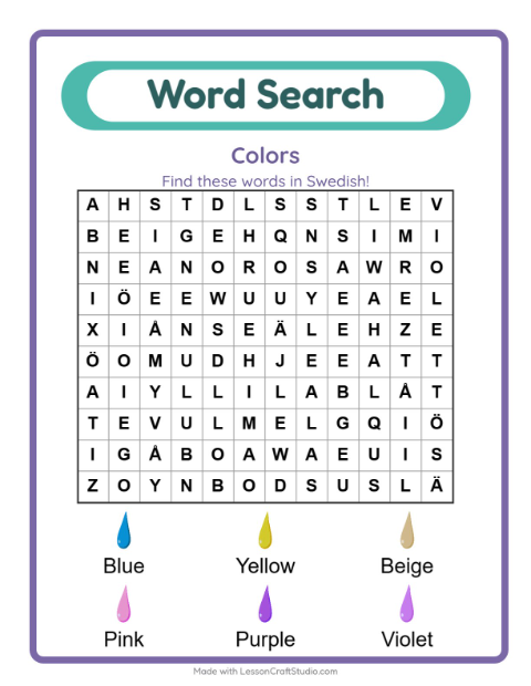 Picture word search – Colors