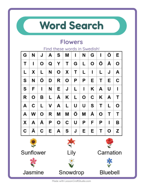 Picture word search – Flowers