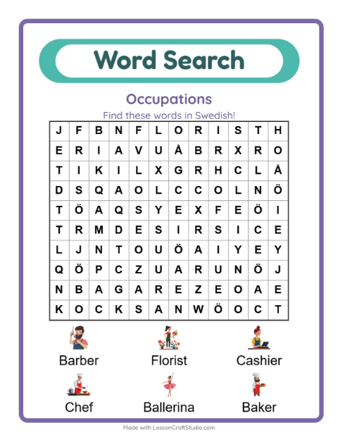 Picture word search – Community Helpers