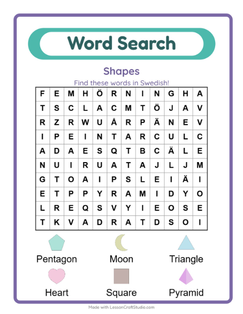 Picture word search – Shapes