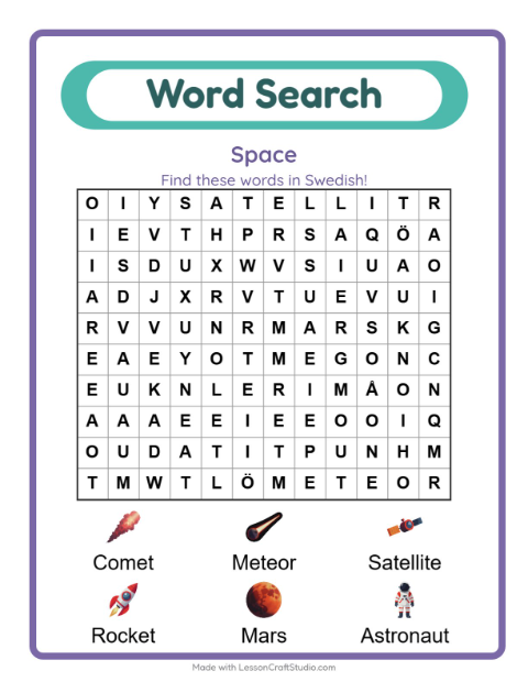 Picture word search – Space