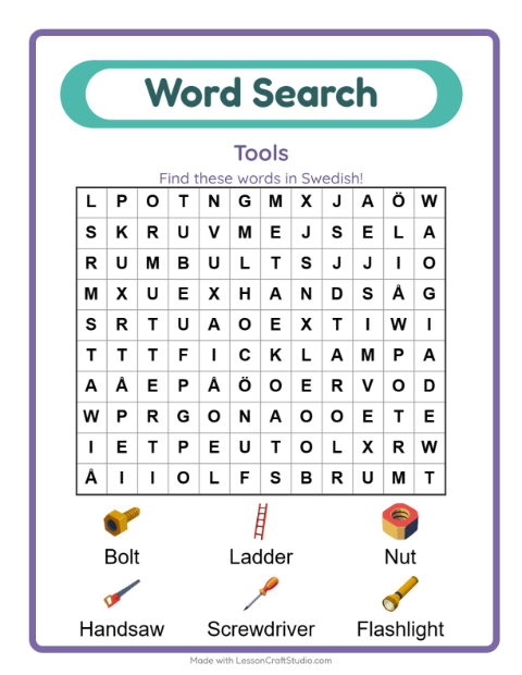 Picture word search – Tools