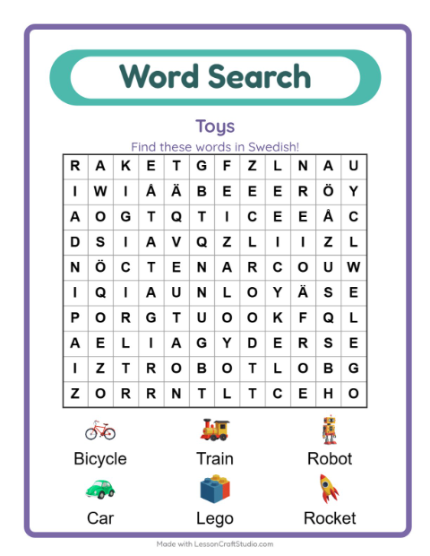 Picture word search – Toys