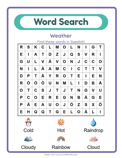 Picture word search – Weather