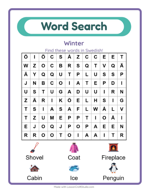 Picture word search – Winter