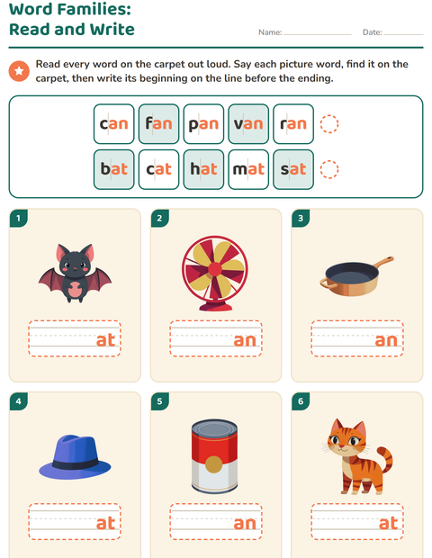 Word Families: Read the Carpet, Then Write the Beginning