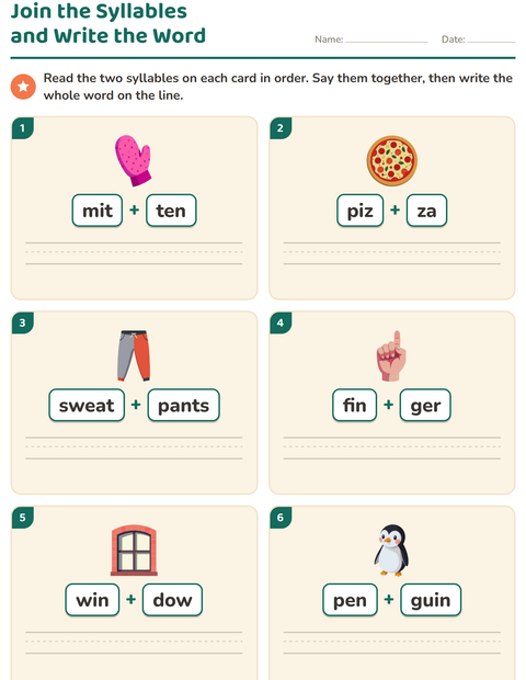 Preview of Word Families worksheet for grade 1