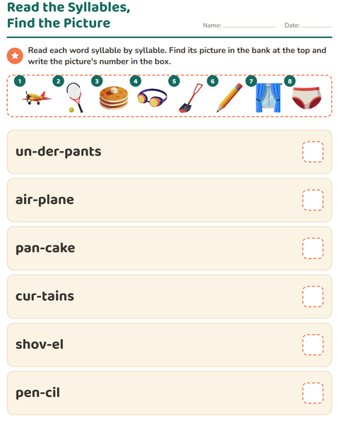 Preview of Word Families worksheet for grade 1