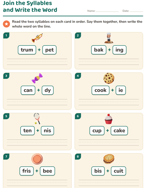 Preview of Word Families worksheet for grade 1