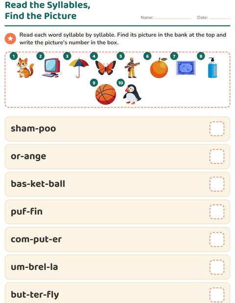 Preview of Word Families worksheet for grade 1