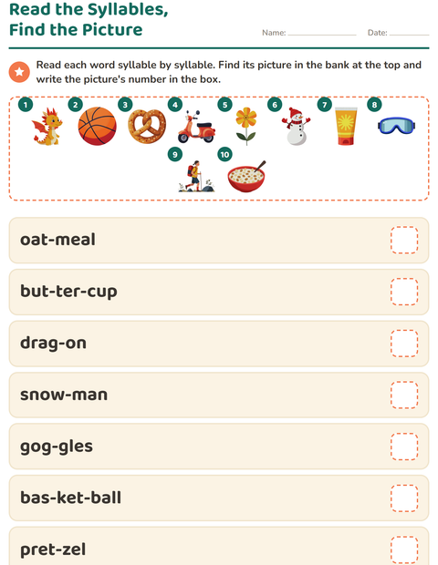 Preview of Word Families worksheet for grade 1