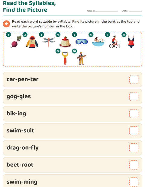 Preview of Word Families worksheet for grade 1