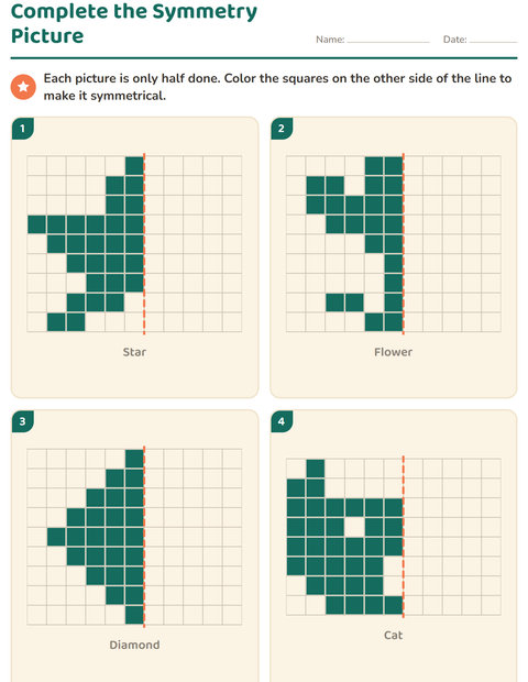 Symmetry Drawing: Complete the Mirror Picture