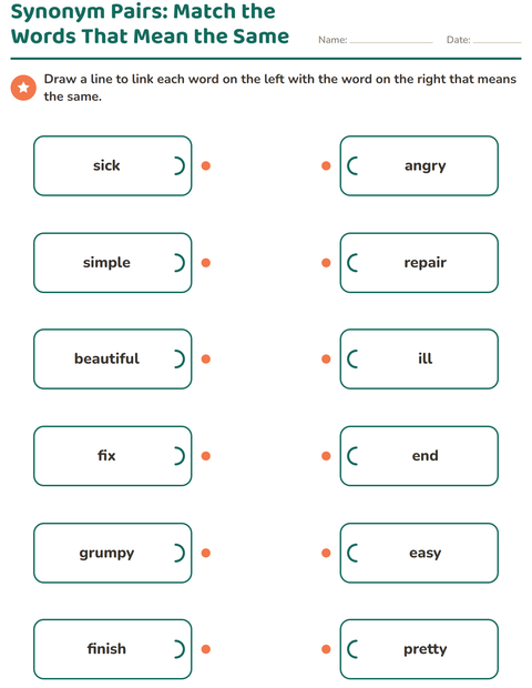 Preview of Synonyms worksheet for grade 2