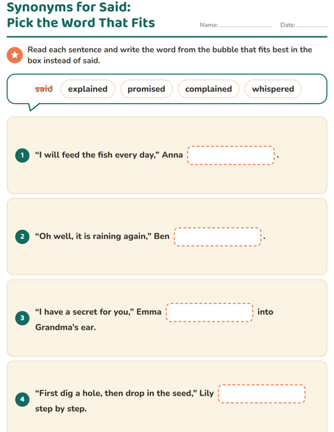 Preview of Synonyms worksheet for grade 2
