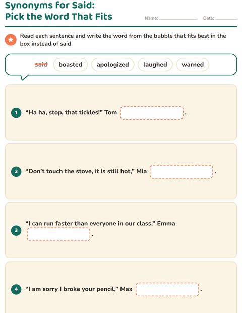 Preview of Synonyms worksheet for grade 2