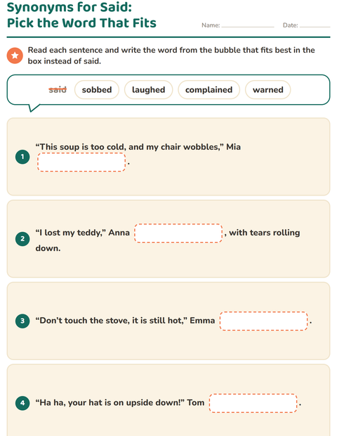 Preview of Synonyms worksheet for grade 2