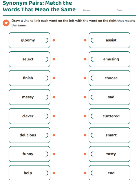Preview of Synonyms worksheet for grade 2