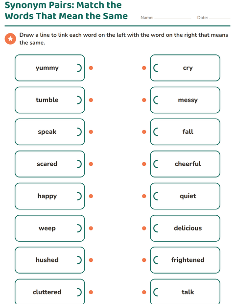 Synonym Pairs: Match the Words That Mean the Same