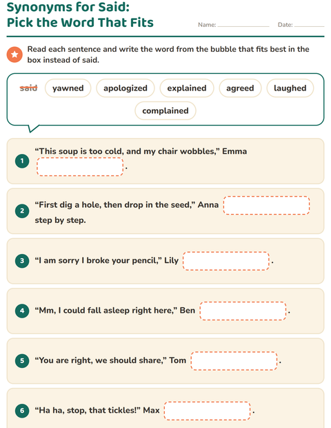 Preview of Synonyms worksheet for grade 2