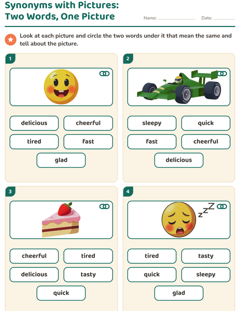 Preview of Synonyms worksheet for grade 1