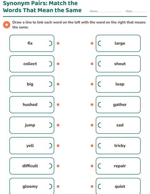 Preview of Synonyms worksheet for grade 2