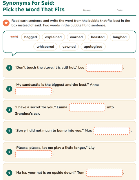 Preview of Synonyms worksheet for grade 2