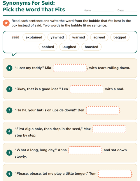 Preview of Synonyms worksheet for grade 2
