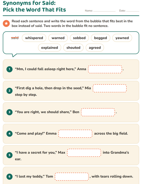 Preview of Synonyms worksheet for grade 2