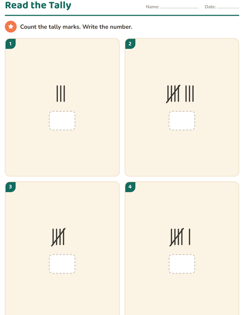 Preview of Tally Marks worksheet for kindergarten