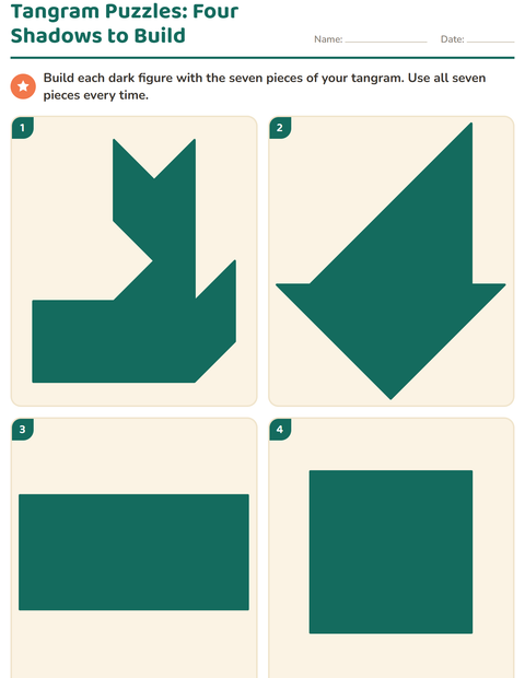 Preview of Tangram Puzzles: Four Shadows to Build