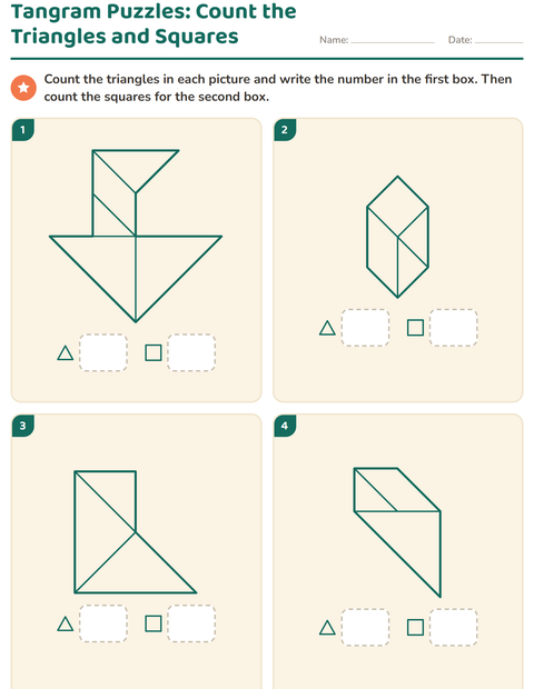 Preview of Tangram worksheet for kindergarten