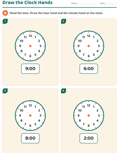 Preview of Telling Time worksheet for grade 1