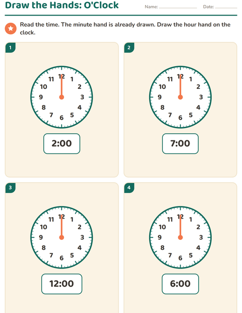 Preview of Telling Time worksheet for grade 1