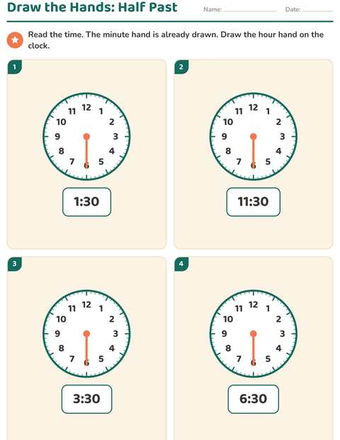 Preview of Telling Time worksheet for grade 1