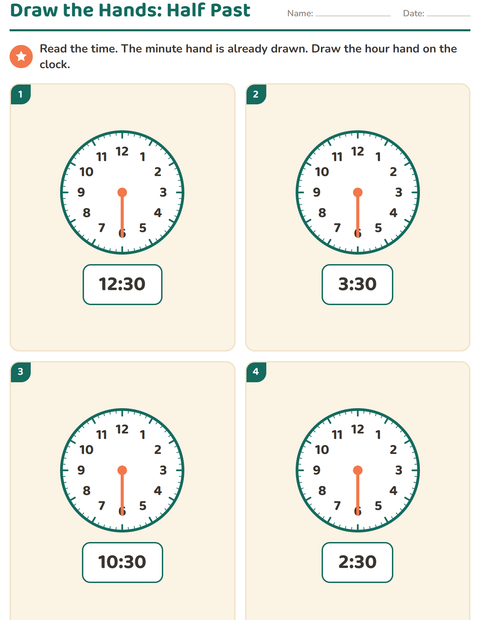 Preview of Telling Time worksheet for grade 1