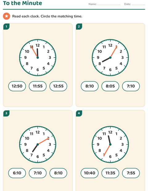 Preview of Telling Time worksheet for grade 3