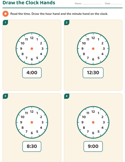 Preview of Telling Time worksheet for grade 1