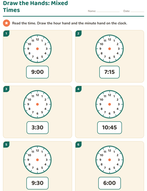 Preview of Draw the Clock Hands: Mixed Times Review