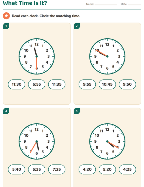 Preview of Telling Time worksheet for grade 2