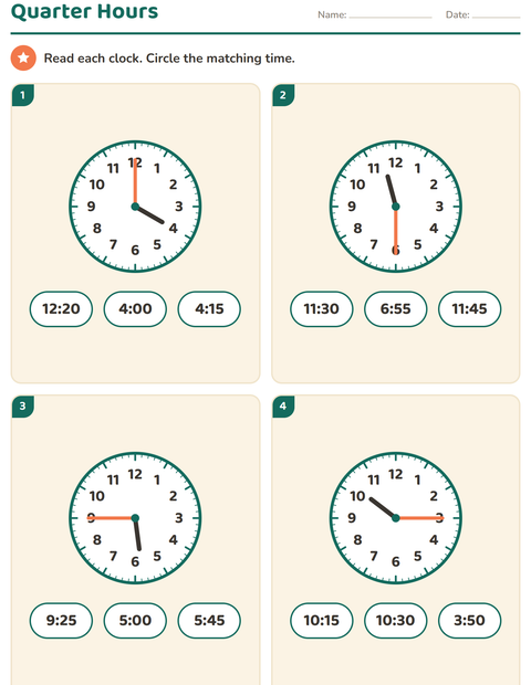Preview of Telling Time worksheet for grade 2