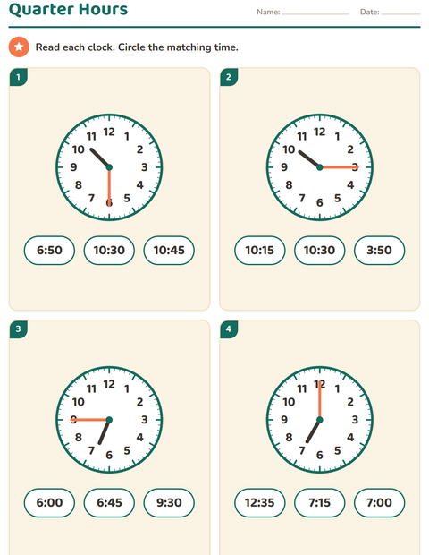 Preview of Telling Time worksheet for grade 2