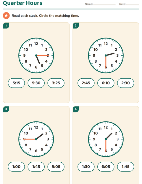 Preview of Telling Time worksheet for grade 2
