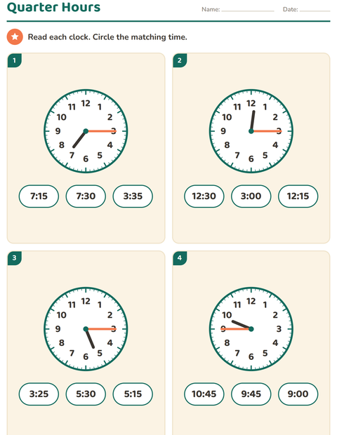 Preview of Telling Time worksheet for grade 2