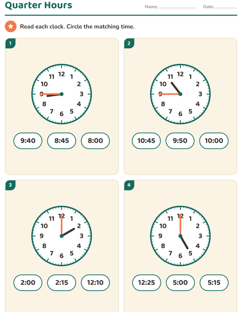 Preview of Telling Time worksheet for grade 2