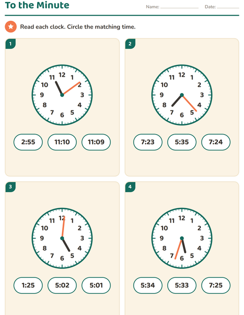 Preview of Telling Time worksheet for grade 3