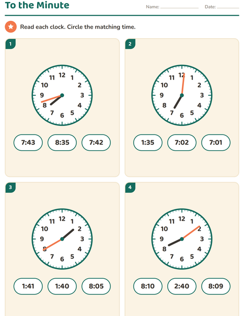Preview of Telling Time worksheet for grade 3