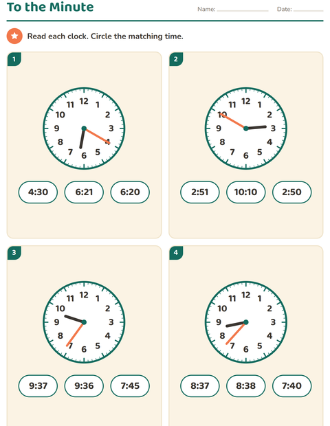 Preview of Telling Time worksheet for grade 3