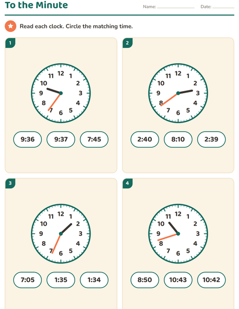 Preview of Telling Time worksheet for grade 3
