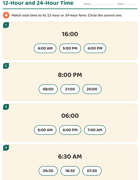 Preview of Telling Time worksheet for grade 3